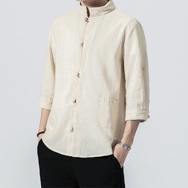 Jersey de lino estilo chino para hombre