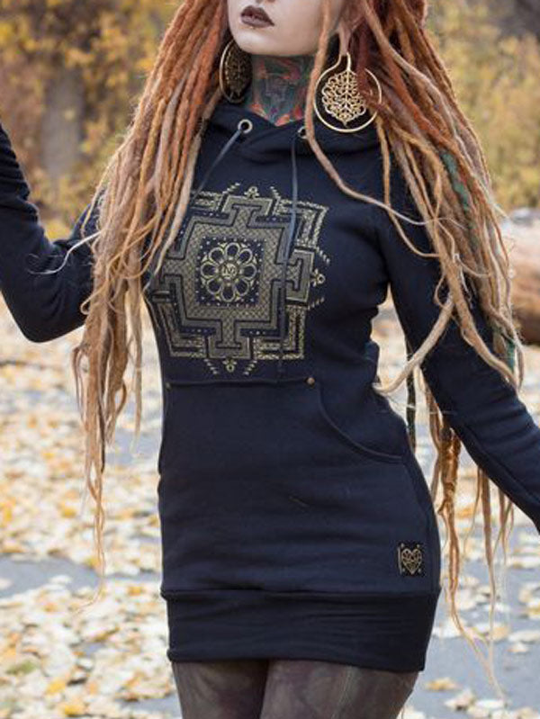 Vintage Vintage Ethno Print Hoodie für Frauen