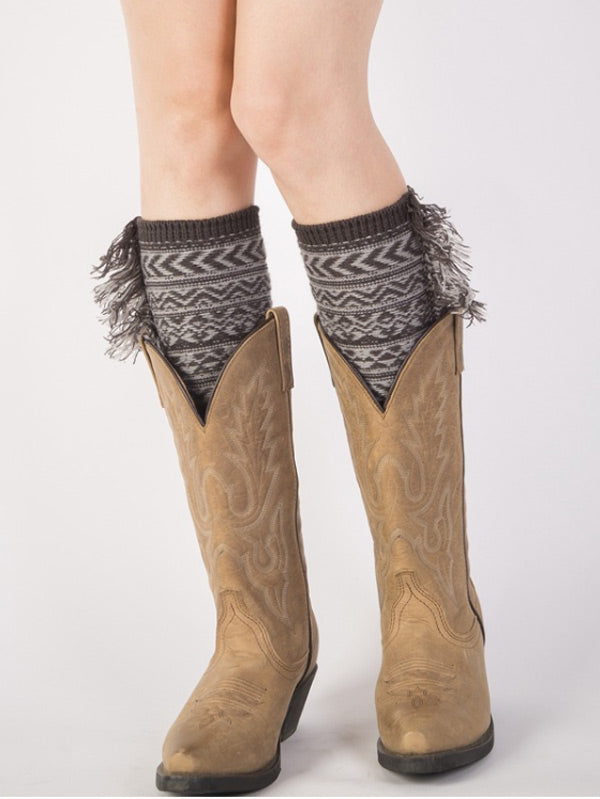 Moteriškos kalėdinės bohemiškos žakardo šiltos mezgimo kojinės