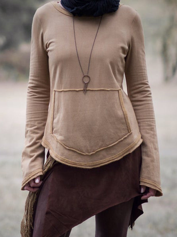 Damen Vintage handgefärbter Taschenpullover