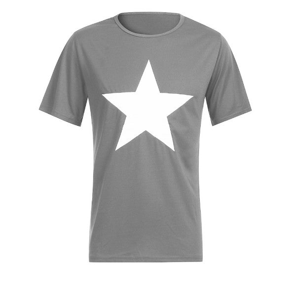 Camisa de un color con manga corta para hombres con estampado de pentagrama