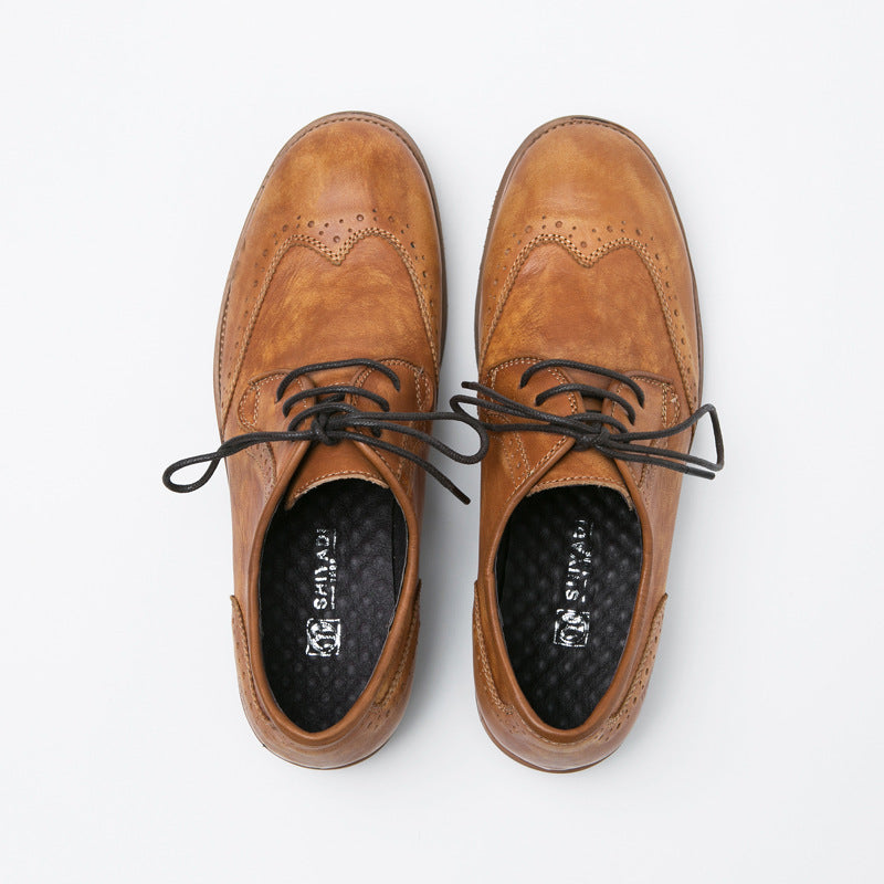 Sactino Brogue leather shoes in brown / black / coffee color