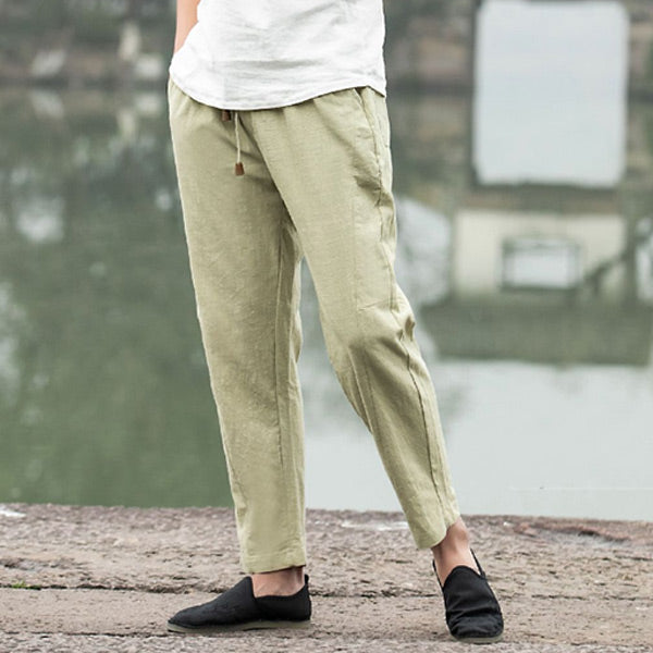 Pantalón de terciopelo suelto de lino para hombre.