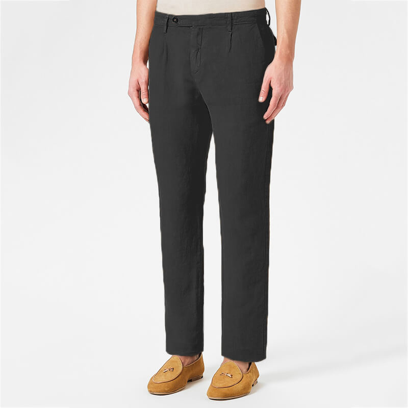 Pantalones de cremallera transpirables cómodos de verano con estilo para hombres hechos de lino natural