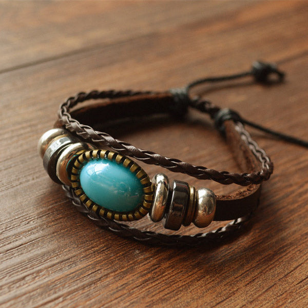 Correa de cuero vintage multicapa