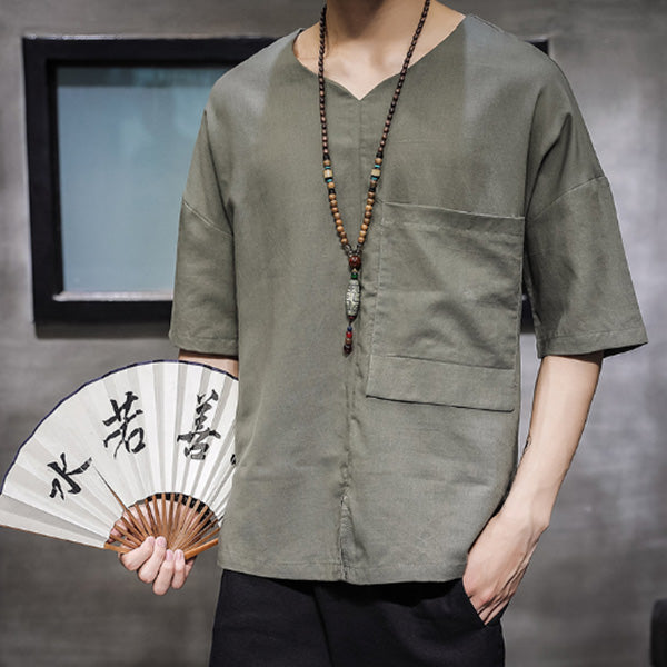 Camisa de lino estilo chino