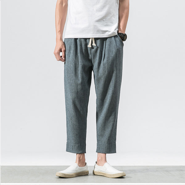 Pantalones de lino sueltos casuales para hombres