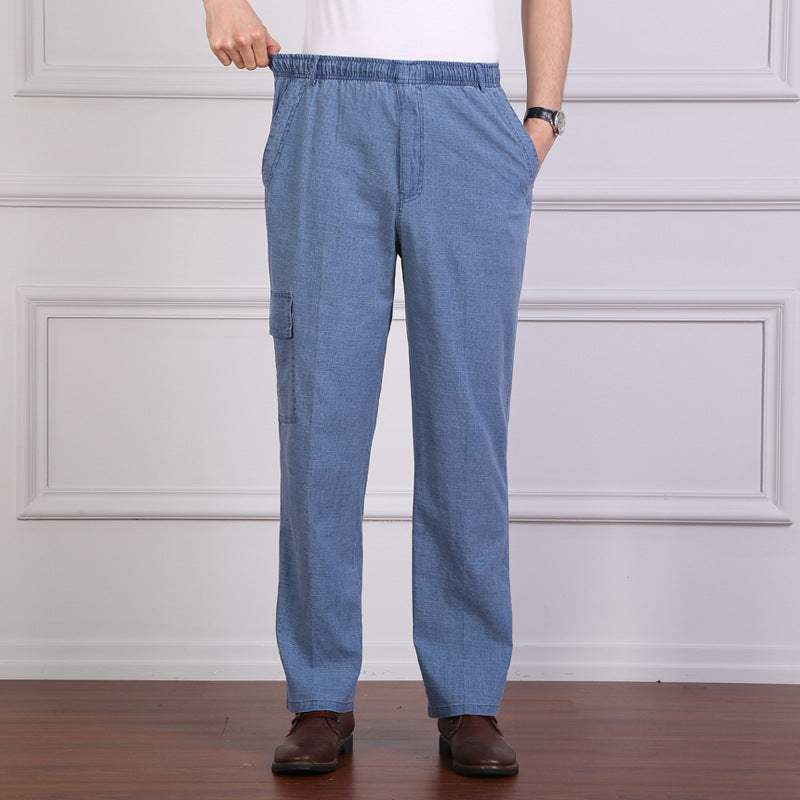 Herren verano blusa ligera bolsillo lateral Leinenhose