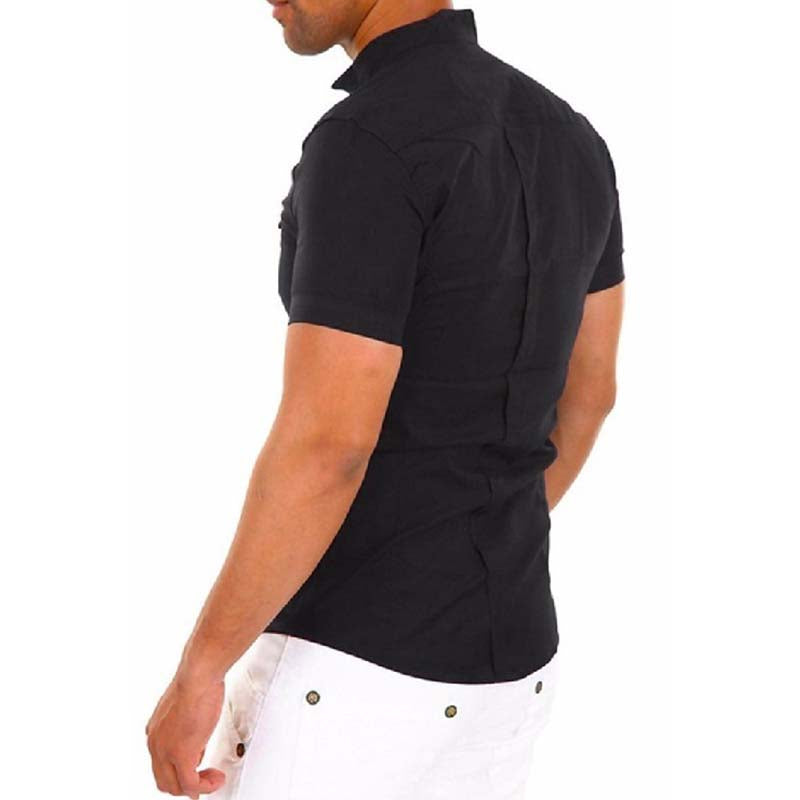 Camiseta cómoda casual delgada para hombres con mangas cortas de algodón y poliéster