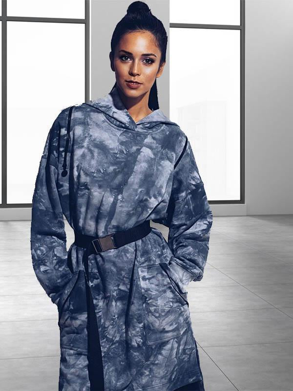 Top de cinturón con hebilla casual para mujer con capucha