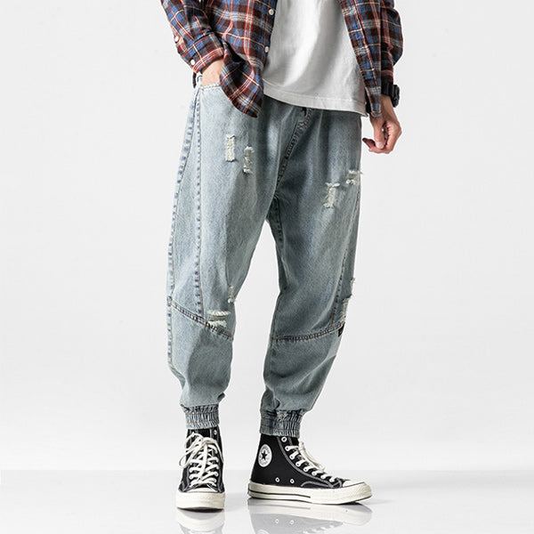 Herrenmode zerrissene Jeanshose