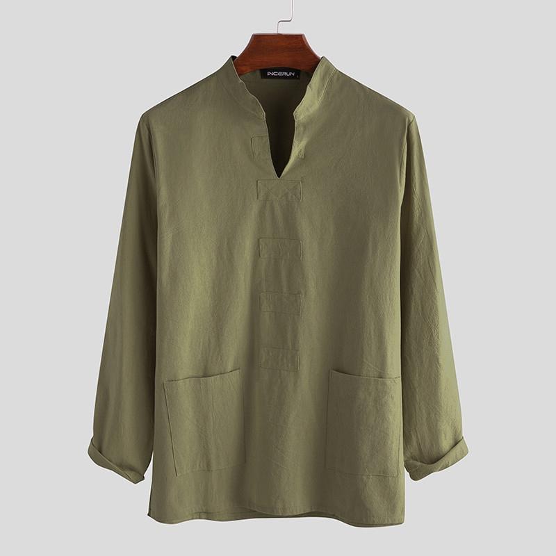 Herren Vintage Loose Umweltfreundliches Super Soft Breathable Linen Shirt
