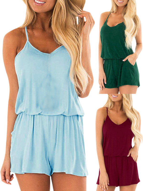 Natūralios spalvos kišenė su V formos kaklu ir dirželiu moterims