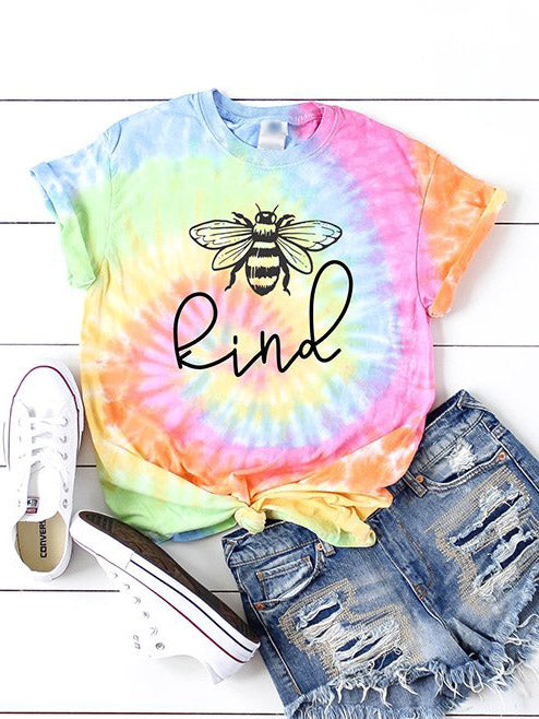 Rosa &amp; gelbes Tie-Dye Bee Kind Tee