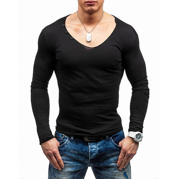 Cuello de pico y cuello de pico de manga larga para hombre