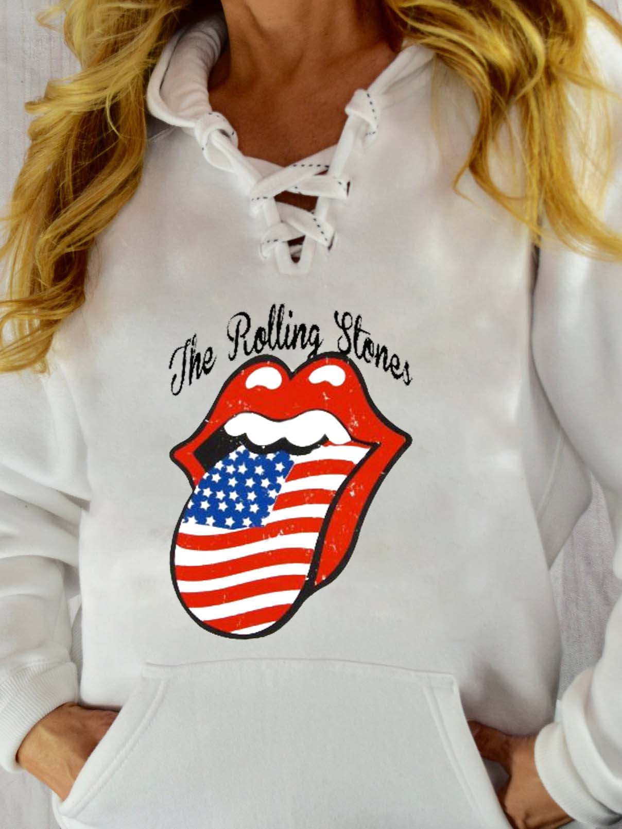 Suéteres de mujer &quot;Rolling Stones Print&quot; con encaje