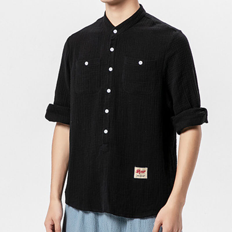 Camisa de lino vintage clásica de verano para hombres, transpirable, cómoda y ligera.