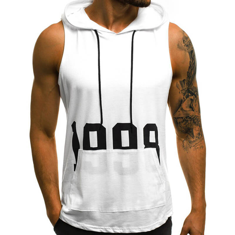 Hombre, cómodo, delgado, 1998 Mezcla de algodón sin mangas estampada