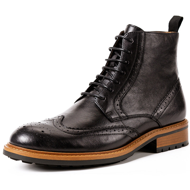 Sactino Brogue zapatos de cuero en negro / café