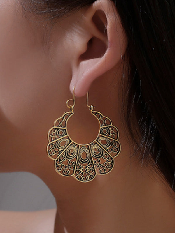 Pendientes geométricos florales vintage para mujer