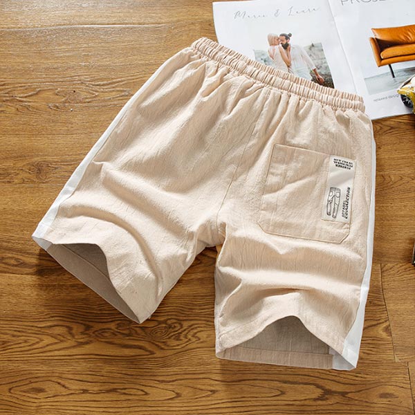 Shorts de algodón y lino elásticos para hombre
