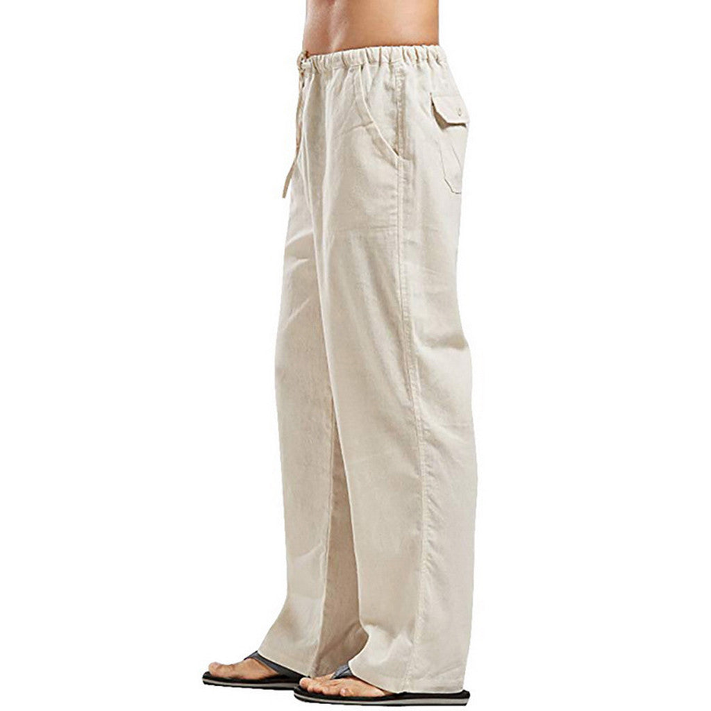 Pantalones grandes de lino para hombre