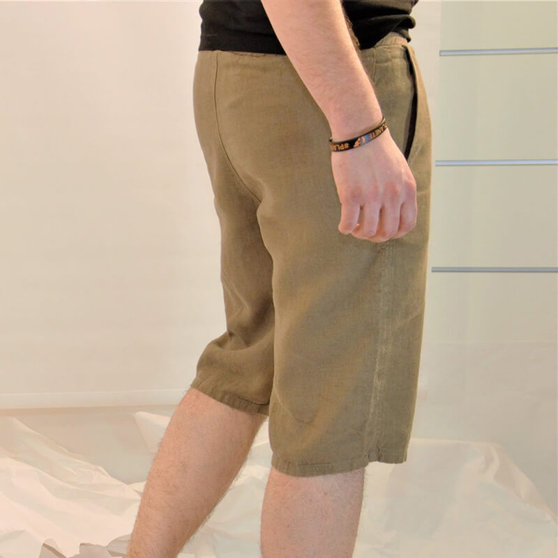 Herren Basic Casual Komfortable Atmungsaktive Leichte Kordelzug Elastic Waist Leinen Shorts