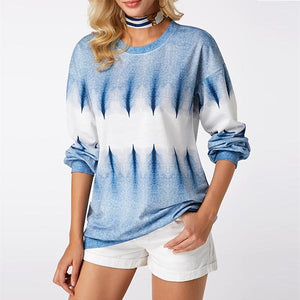 Jersey azul de manga larga con cuello redondo estampado