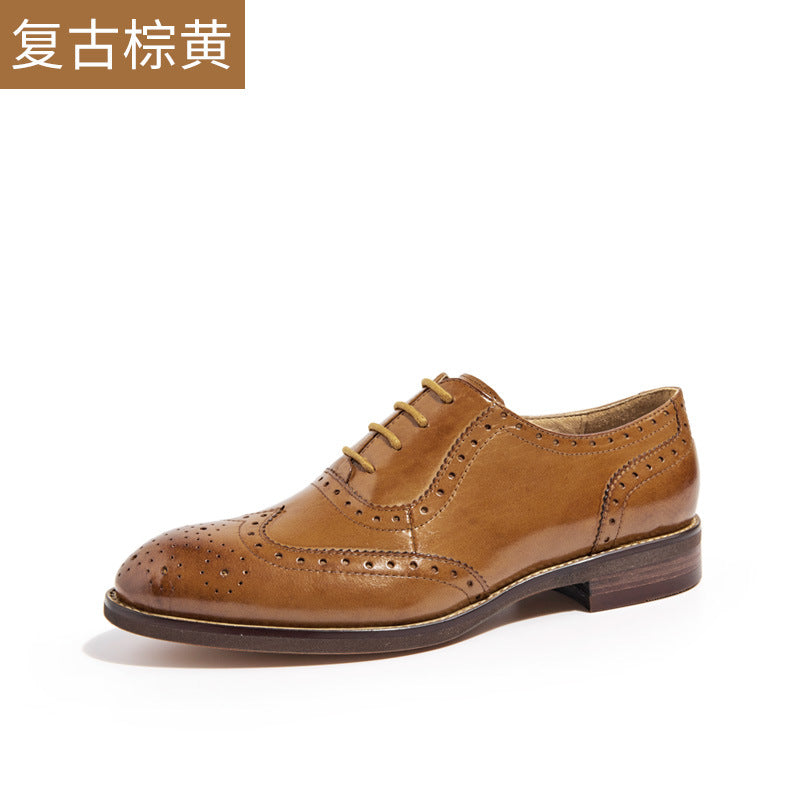 Zapatos brogue de cuero marrón / negro