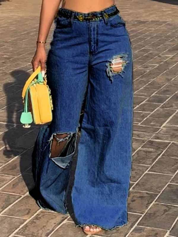 Vaqueros anchos con borlas