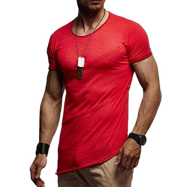 Herrenmode plissiertes kurzärmeliges Rundhals-T-Shirt