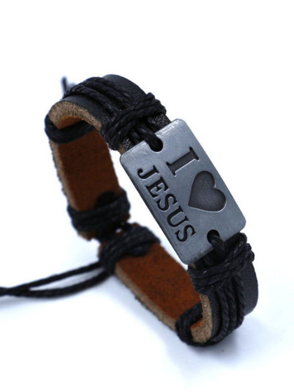 Pulsera de aleación de cuero I Love JUSES unisex