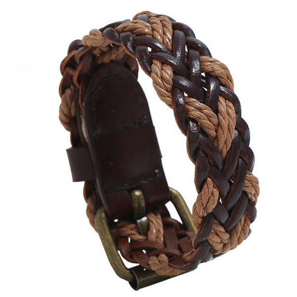 Pulsera de cuero tejida vintage para hombres.