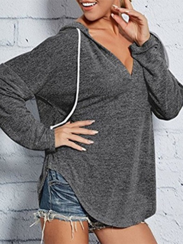 Camiseta casual con capucha para mujer