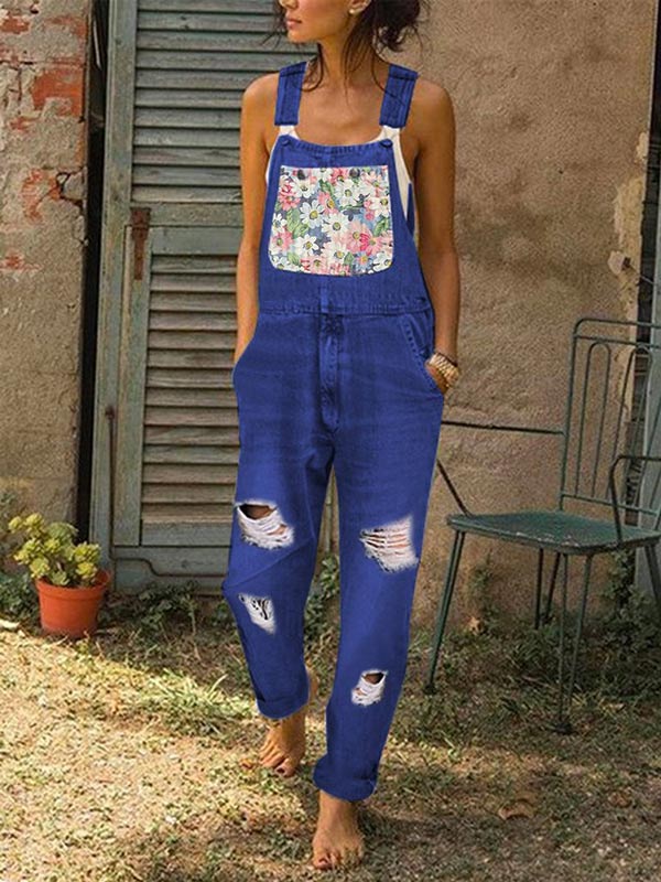 Damenmode Patch Denim Jumpsuit