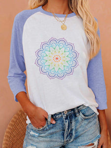 Camiseta con mangas 3/4 mandala arcoiris