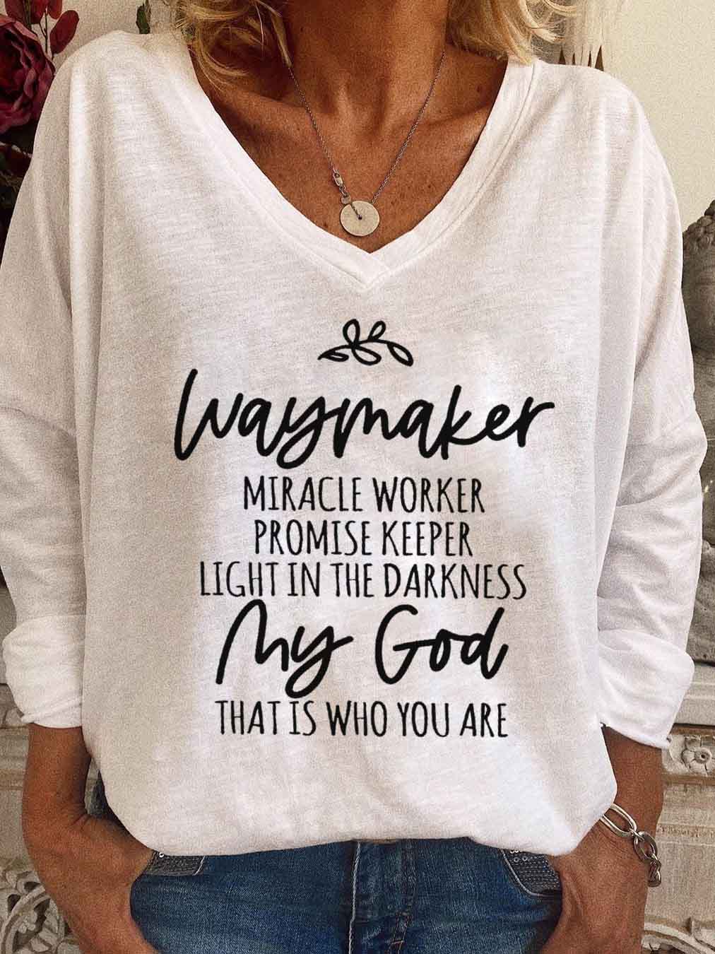 Way Maker Letras débil camiseta impresa floja