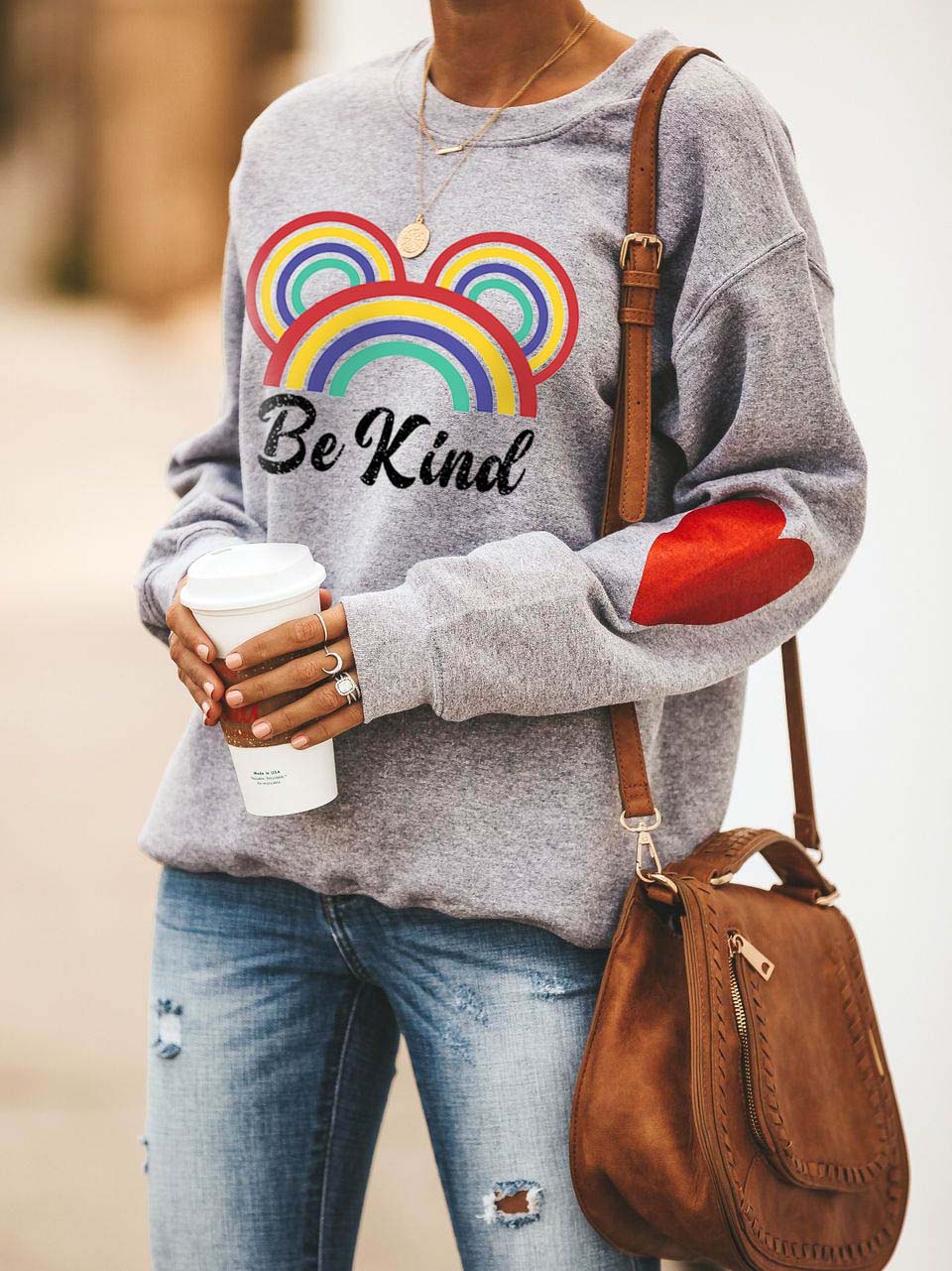 Sei nett Rainbow Love Grey Sweatshirt