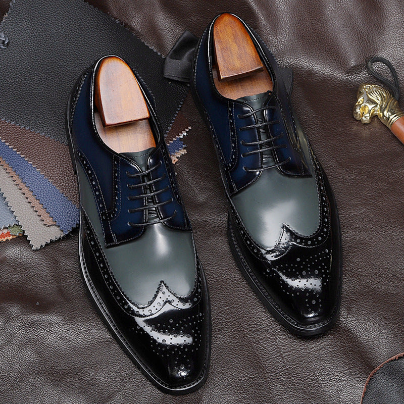 Sactino Brogue zapatos de cuero de vino negro / tinto