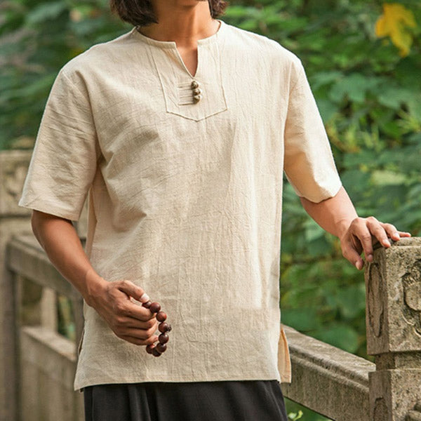 Verano verano camisa de algodón y lino