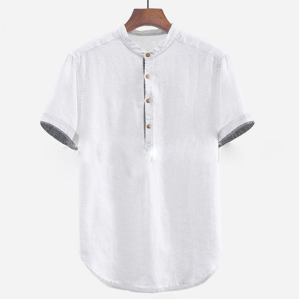 Camisa de lino cómoda color natural para hombre