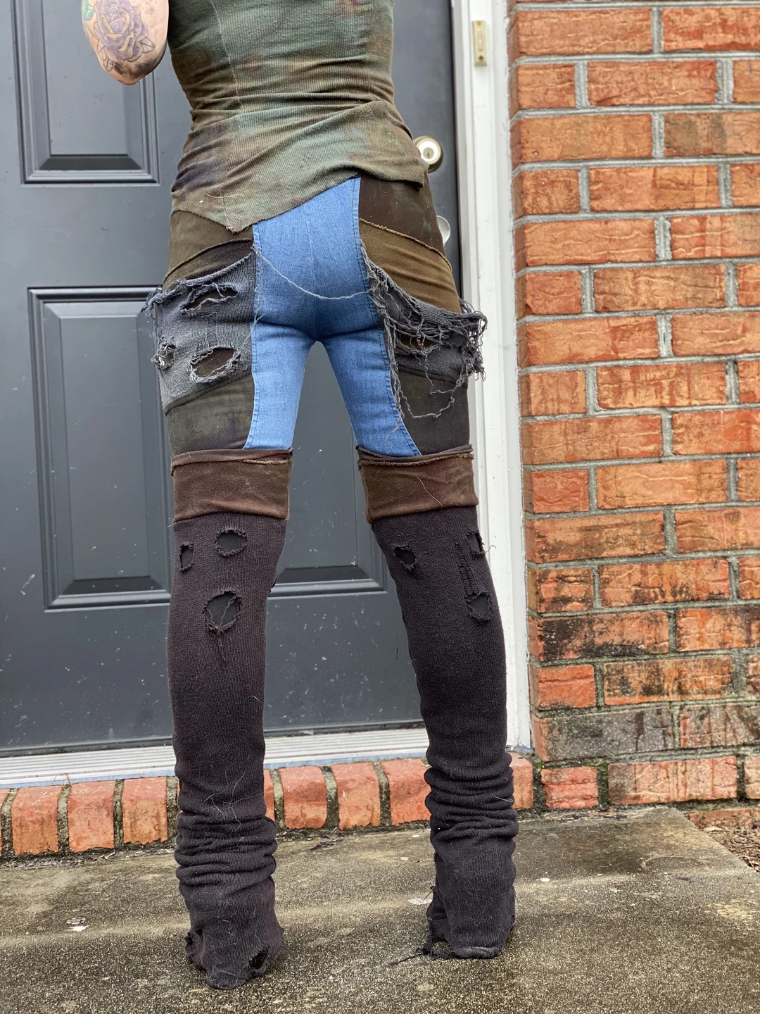 Leggings de mezclilla para mujer con aspecto arruinado