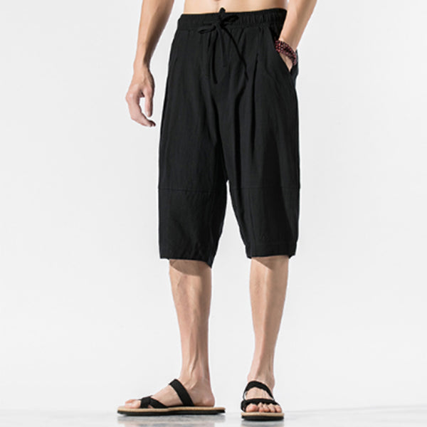 Šaunūs ir patogūs kinietiško stiliaus lininiai šortai