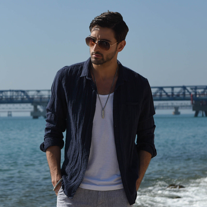 Herren lässiges Leinenhemd