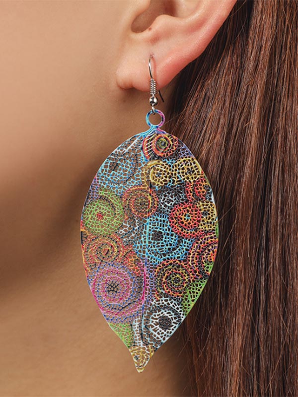 Pendientes fértiles, de hoja hueca, impresión en color.