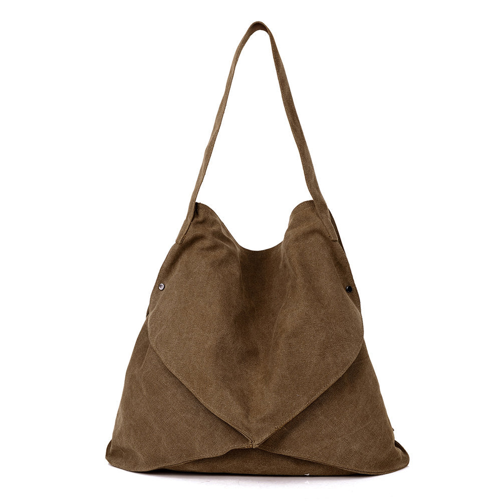 Bolso de hombro de lona casual desordenado para mujer