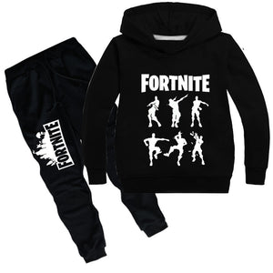 Cool Fortnite Print Long Sleeve Pullover and Pants Set for Kids