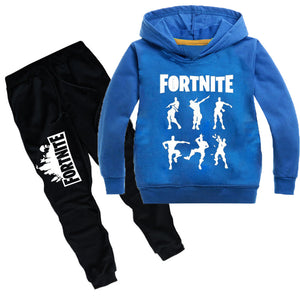 Cool Fortnite Print Long Sleeve Pullover and Pants Set for Kids