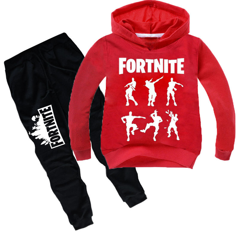 Cool Fortnite Print Long Sleeve Pullover and Pants Set for Kids
