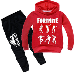 Cool Fortnite Print Long Sleeve Pullover and Pants Set for Kids